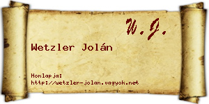 Wetzler Jolán névjegykártya
